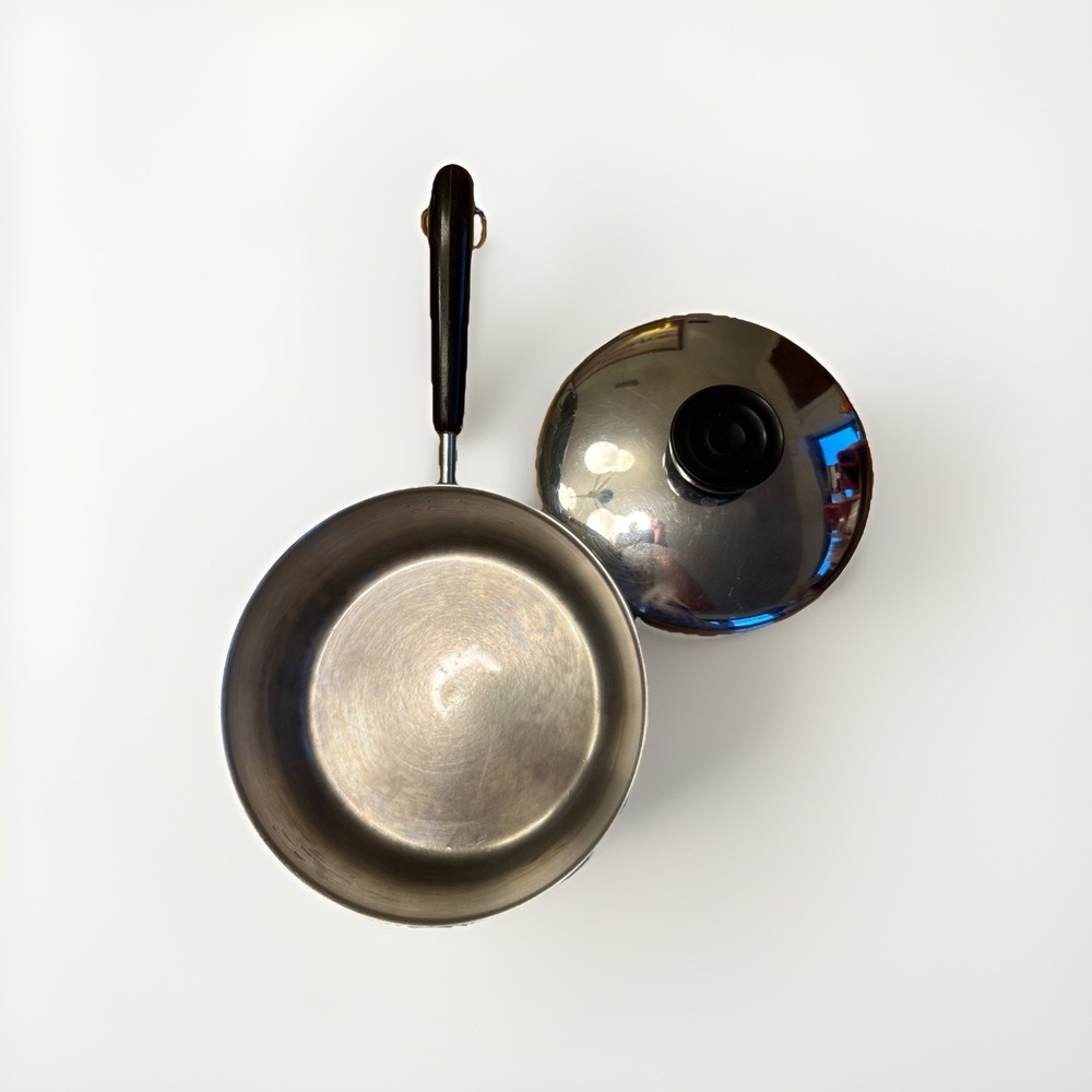 1801 Revere Ware 1 Qt 5-1/2" Saucepan Stainless Steel Disc Bottom 96c USA w/ Lid